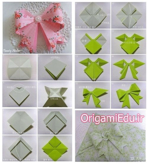 آموزش مرحله به مرحله اوریگامی پاپیون origami کاغذ و تا